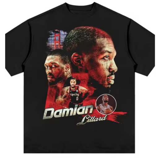 Damian Lillard Action Graphic T-Shirt - Trail Blazers Star Design