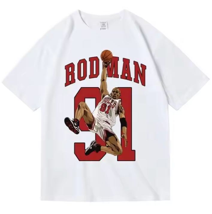 Dennis Rodman '91 Bulls Retro Graphic T-Shirt – Vintage Slam Dunk Style