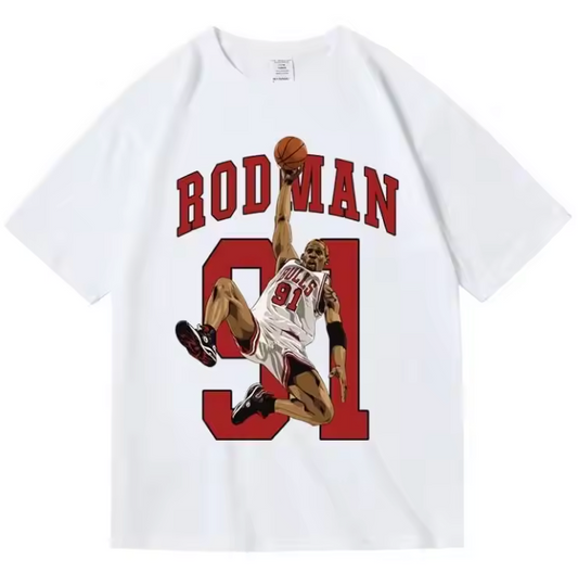 Dennis Rodman '91 Bulls Retro Graphic T-Shirt – Vintage Slam Dunk Style