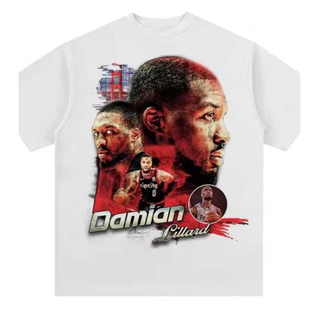 Damian Lillard Action Graphic T-Shirt - Trail Blazers Star Design