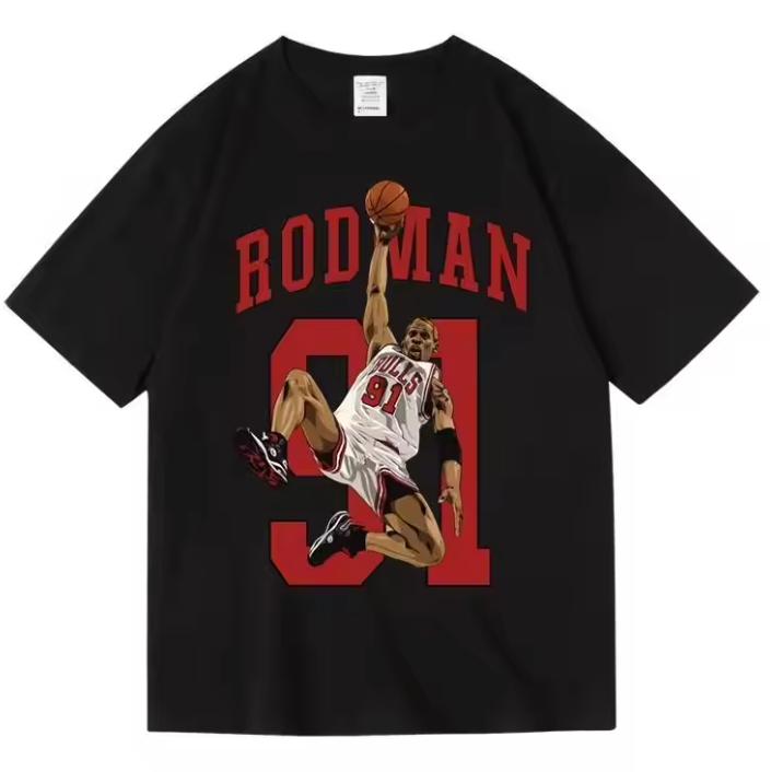 Dennis Rodman '91 Bulls Retro Graphic T-Shirt – Vintage Slam Dunk Style