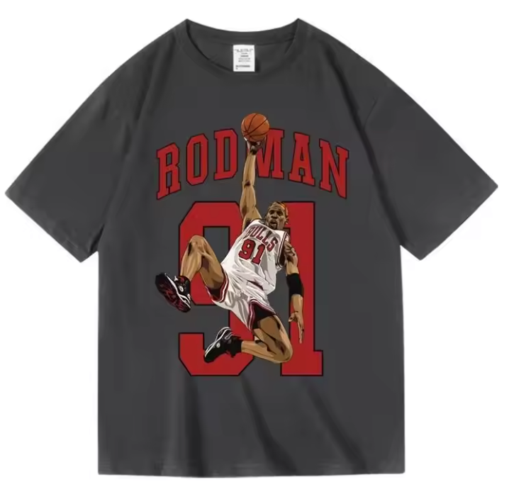 Dennis Rodman '91 Bulls Retro Graphic T-Shirt – Vintage Slam Dunk Style