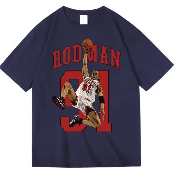 Dennis Rodman '91 Bulls Retro Graphic T-Shirt – Vintage Slam Dunk Style